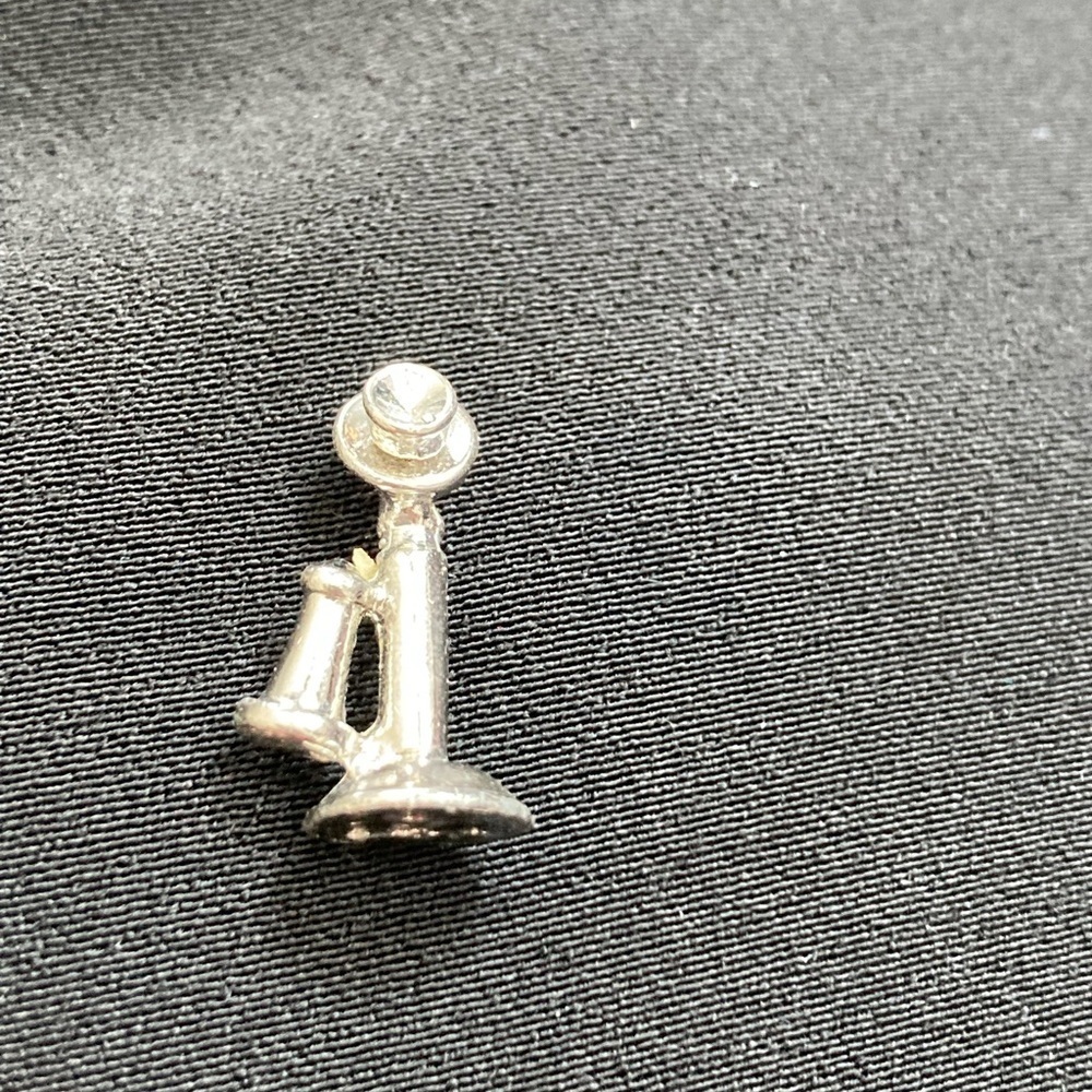 Vintage Telephone Tie Tack Silver Colored